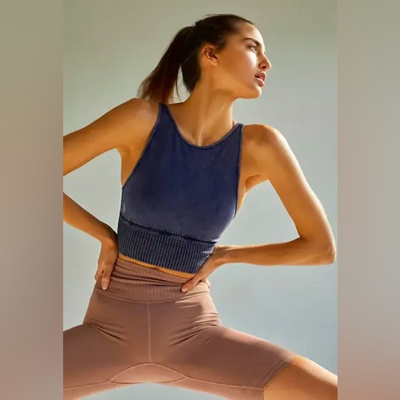 NWNT Free People Movement Good Karma High-Neck Crop Ink Black - Picture 1 of 4